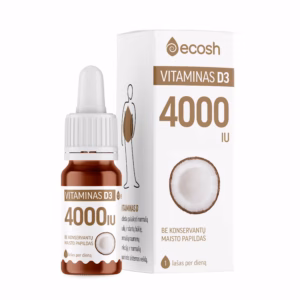 ECOSH Vitaminas D3 su kokosų aliejumi 4000 IU, 10 ml