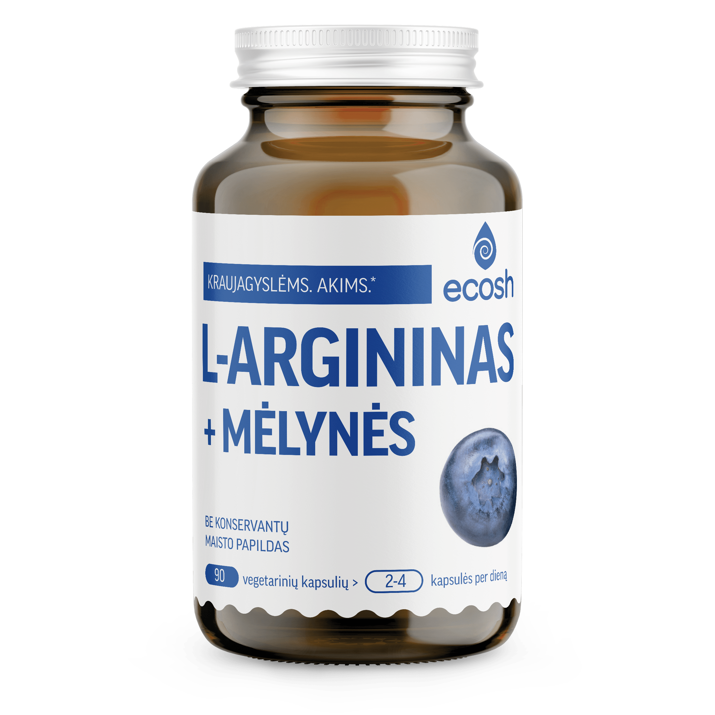 L-argininas su mėlynėmis, 90 kapsulių