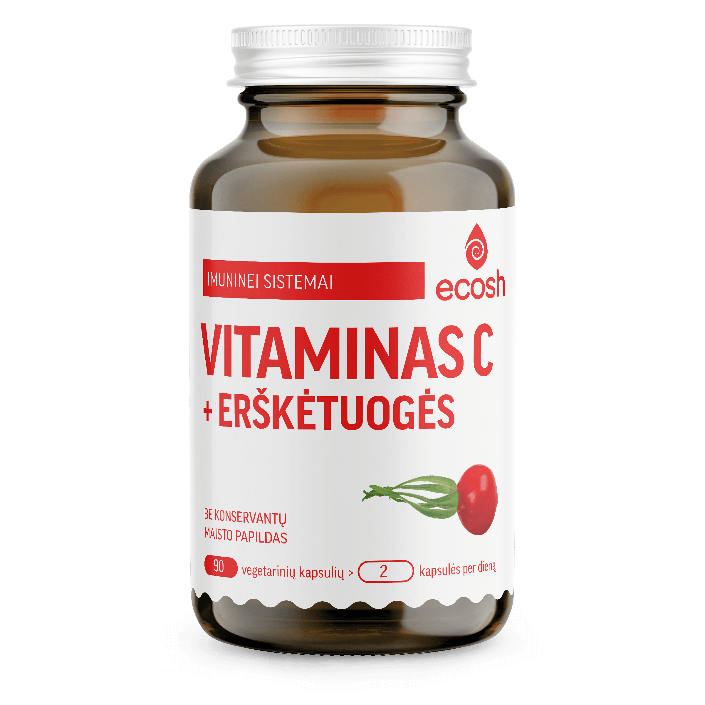 Vitaminas C su erškėtuogėmis, 90 kapsulių