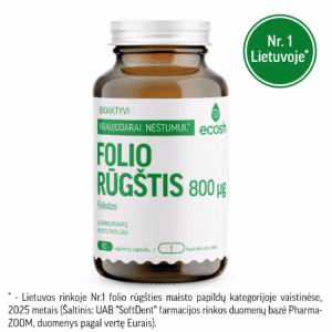 ECOSH bioaktyvi folio rūgštis (foliatas), 800 µg, 90 kapsulių
