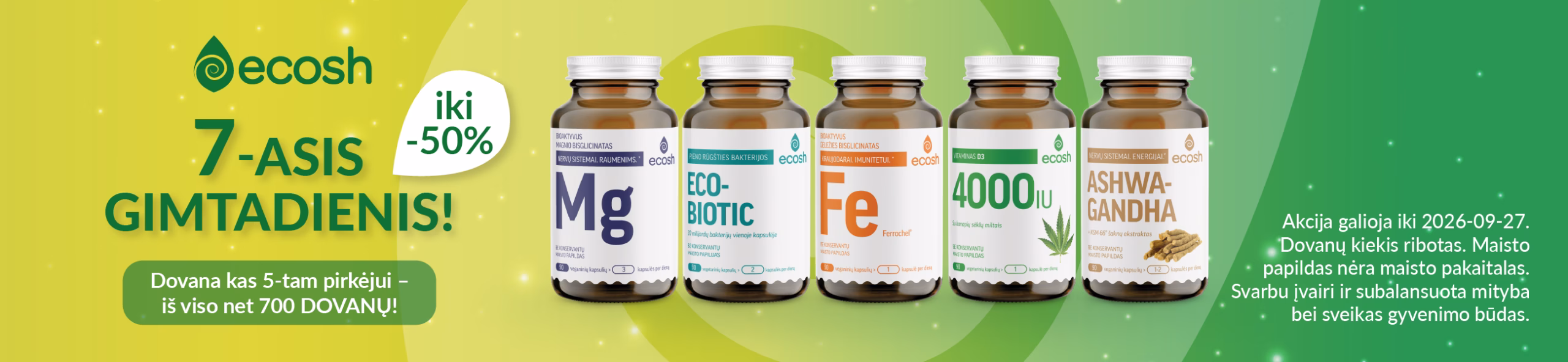 ecosh gimtadienis, nuolaidos iki -50 procentų