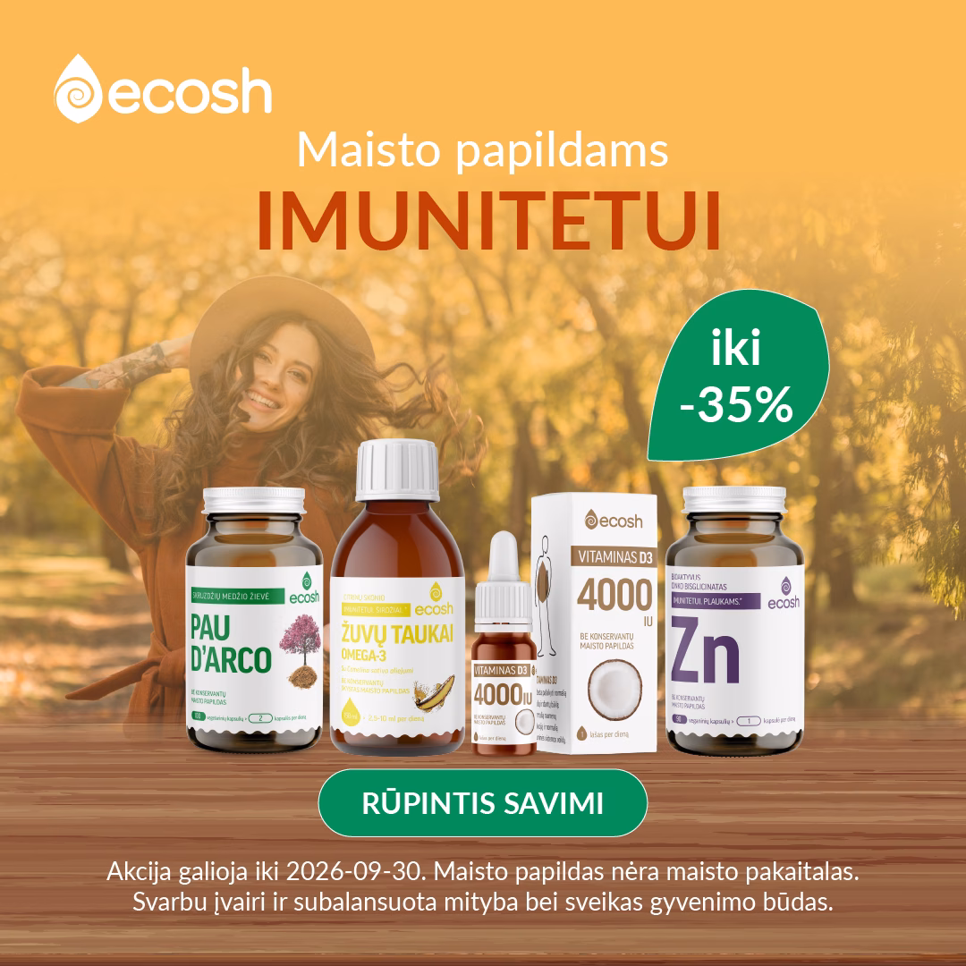ECOSH maisto papildams imunitetui ir peršalimui – iki 35 % nuolaida.