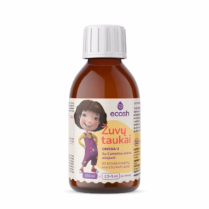 ECOSH KAKĖ MAKĖ Žuvų taukai su Camelina sativa aliejumi, Tutti Frutti skonio, 150 ml