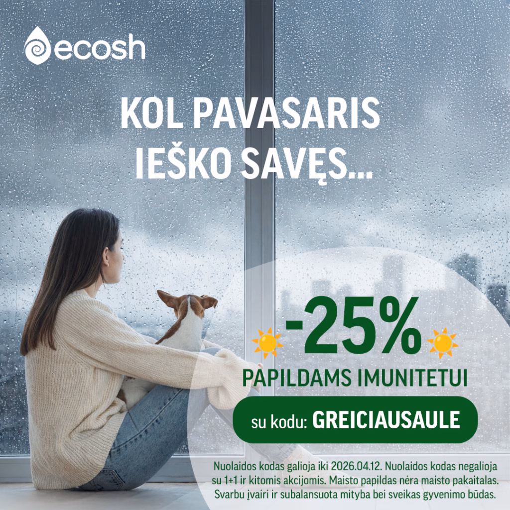 Nuolaidos vizualas. -25% nuolaida papildams imunitetui su nuolaidos kodu: GREICIAUSAULE