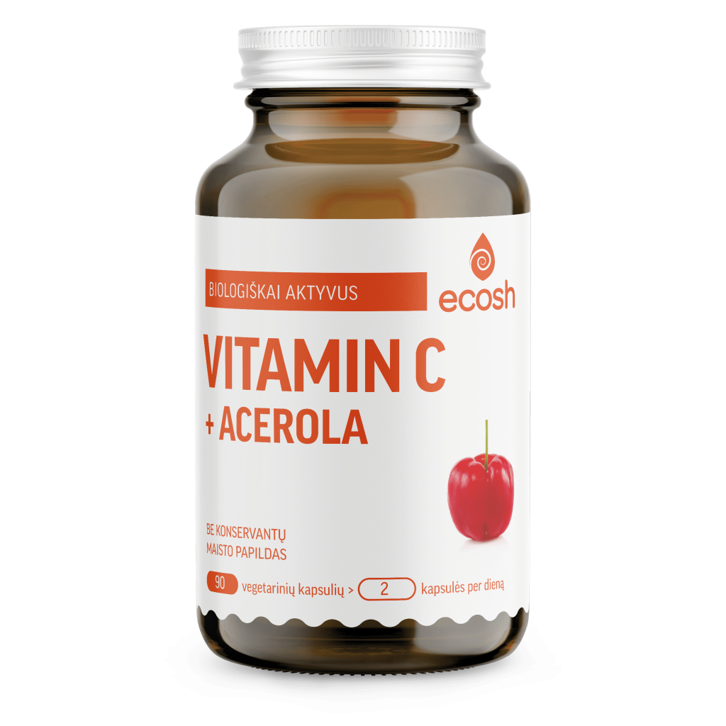 Biologiškai aktyvus vitaminas C su acerola, 90 kapsulių