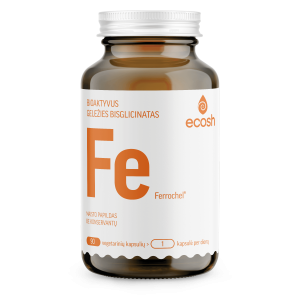 Bioaktyvi Geležis Ferrochel®, 27mg, su vitaminu C, 90 kapsulių