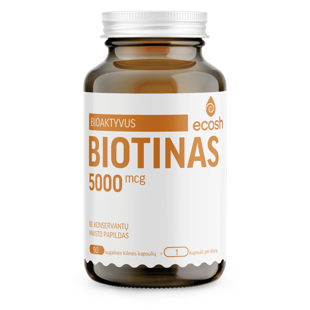 Bioaktyvus Biotinas, 5000µg, 90 kapsulių