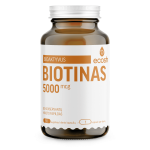 Bioaktyvus Biotinas, 5000µg, 90 kapsulių