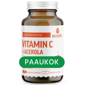 PAAUKOK – Biologiškai aktyvus vitaminas C su acerola, 90 kapsulių