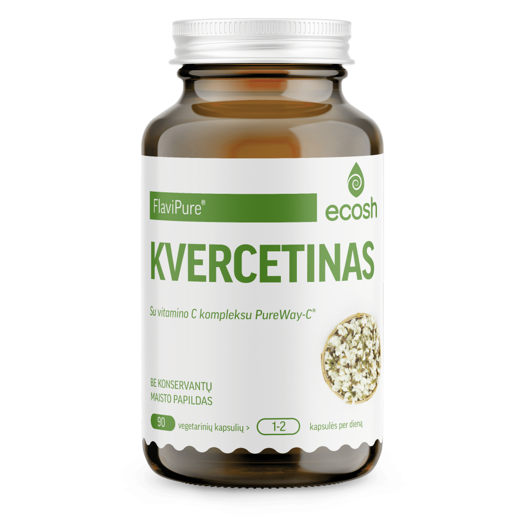 Kvercetinas FlaviPure® su vitamino C kompleksu, 90 kapsulių