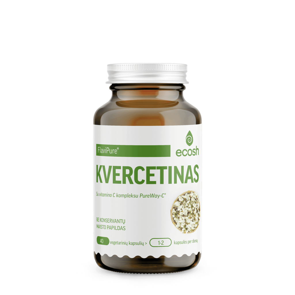Kvercetinas FlaviPure® su vitamino C kompleksu, 40 kapsulių